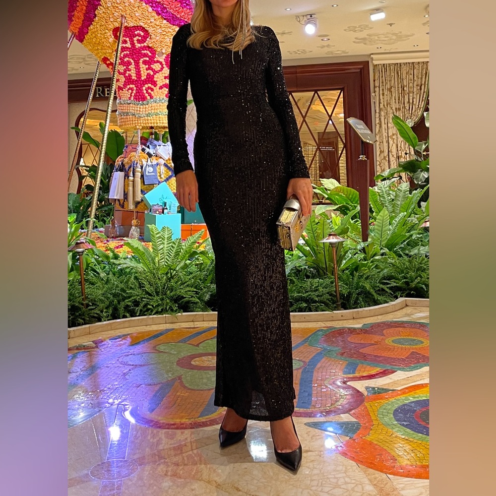 GO BY GO SILK Black Sequin Dress